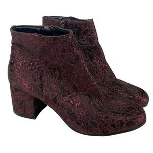 Sam Edelman circus Womens SZ 9  boot burgundy metallic Heel Chunky Y2K Red Fall